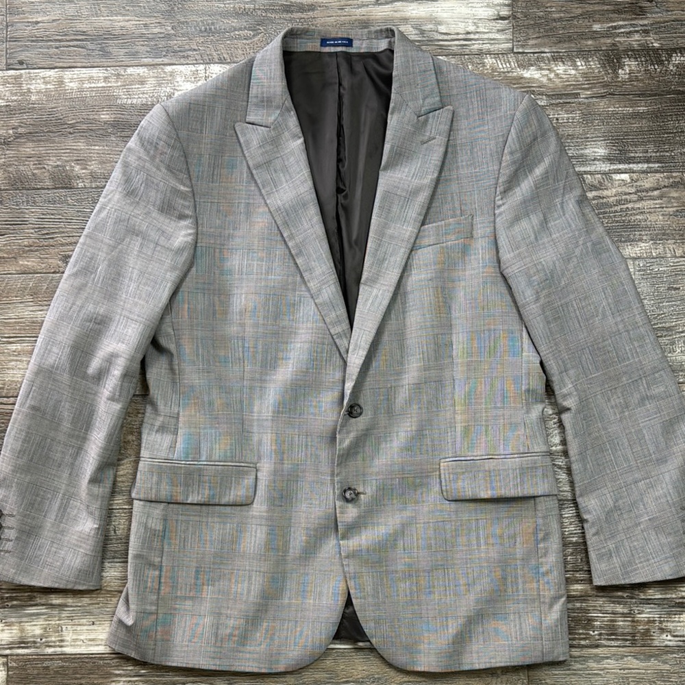 Stafford Gray Plaid Men Blazer , 44 Regular Classic Fit